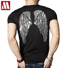 Мужская футболка Стразы с крыльями, с коротким рукавом, лето 2021, лидер продаж, в тяжелой промышленности, футболки, мужская одежда, футболки унисекс