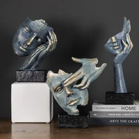 nordic creative abstract face mask artware sculpture home decoration accessories modern art resin figure statue room ornament