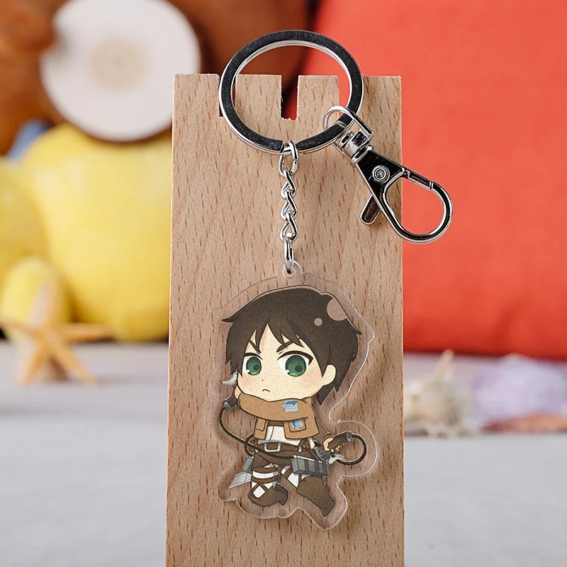 

New Attack On Titan Keychain Japanese Anime Acrylic Key Chain Pendant Accessories Cartoon Man Boy Key Ring