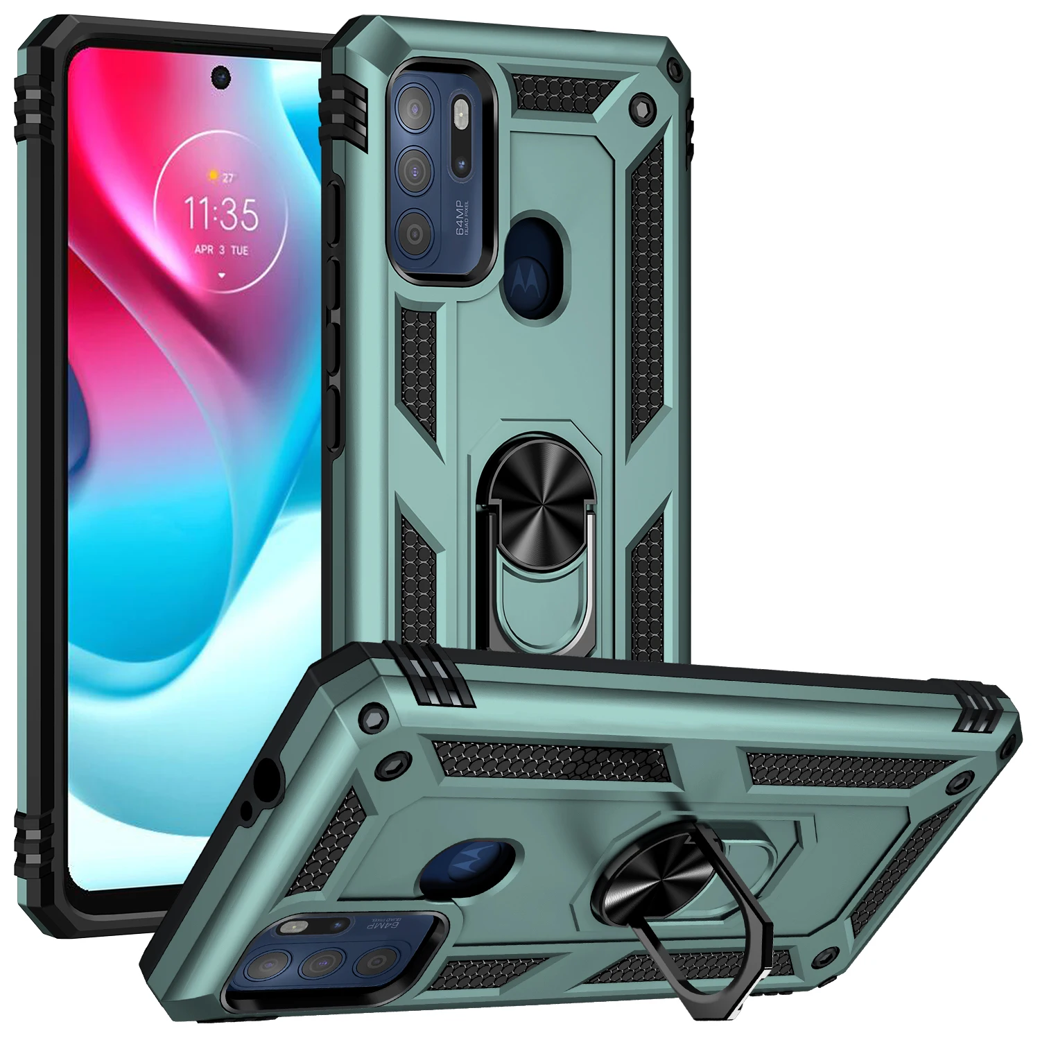 

Phone Case For Motorola Edge 2021 G50 5G G Pure G60S Luxury Shockproof Armor With Ring Bracket Car Magnetic Heavy Protect Cover