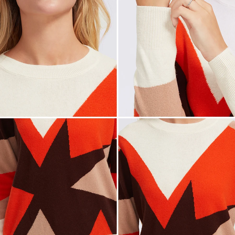 MIEGOFCE 2019 round neck for women casual knitted winter loose-style sweaters jumper women's patchwork pullovers chic blouses | Женская