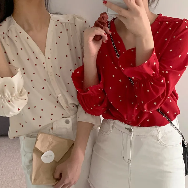 

Women Shirts Long Sleeve Ladies Casual ruffle Polka Dot Blouse Sexy V Neck shirt Multi-color #