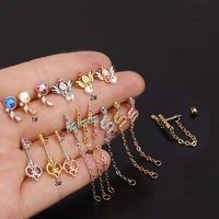 1pc stud earrings for women fashion jewerly wings heart snake flash stud earrings cartilage tragus earlobe piercing jewelry