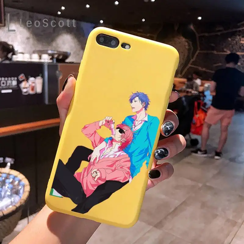 

Yarichin bitch Club Anime Phone Case Yellow Candy Color for iPhone 6 7 8 11 12 s mini pro X XS XR MAX Plus