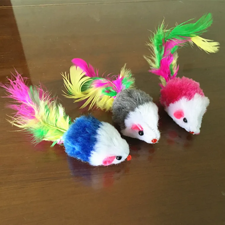 Cat Toy Westrice Long-haired Mini Funny Animal Playing rabbit tail feathers cat toy mouse bite amused Cats Mice Toys | Дом и сад