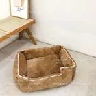Дизайнерская кровать для собаки, зимняя меховая теплая собачья кровать для средних и больших собак, шикарная собачка чихуахуа с модным принтом французского бульдога
