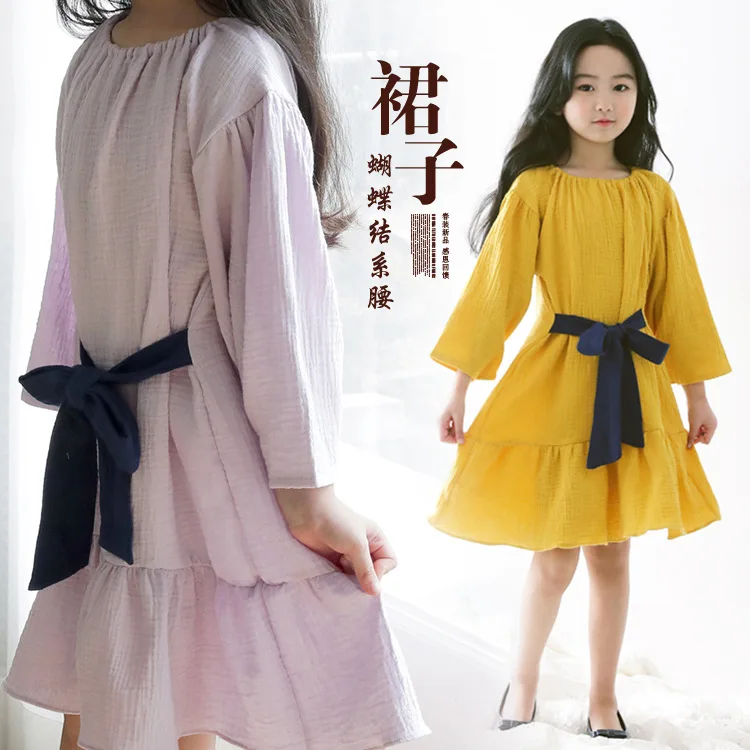 Teen Dress for Girls Fall Autumn Bow Long Sleeve Princess Costume 4 5 6 7 8 9 10 11 12 13 14 15 16 Year Clear | Детская одежда и