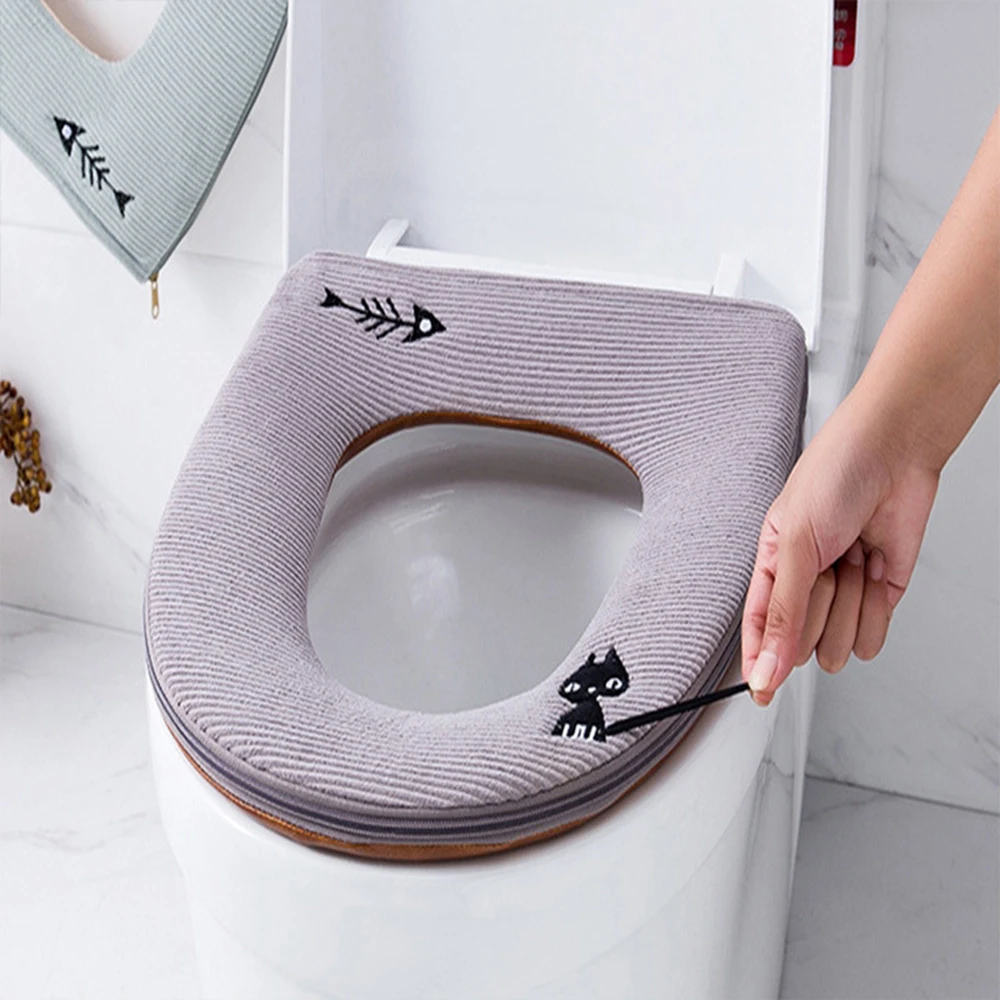 1 шт. мультяшный чехол для сиденья унитаза с крышкой коврик на молнии зимний