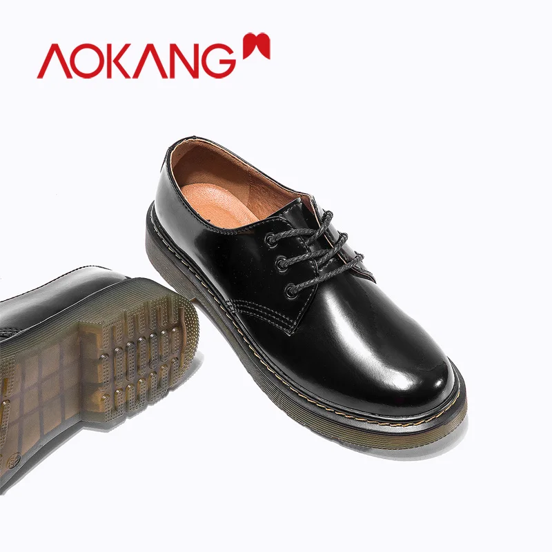 AOKANG/Новые кроссовки-оксфорды Повседневная обувь женская модная кожаная на