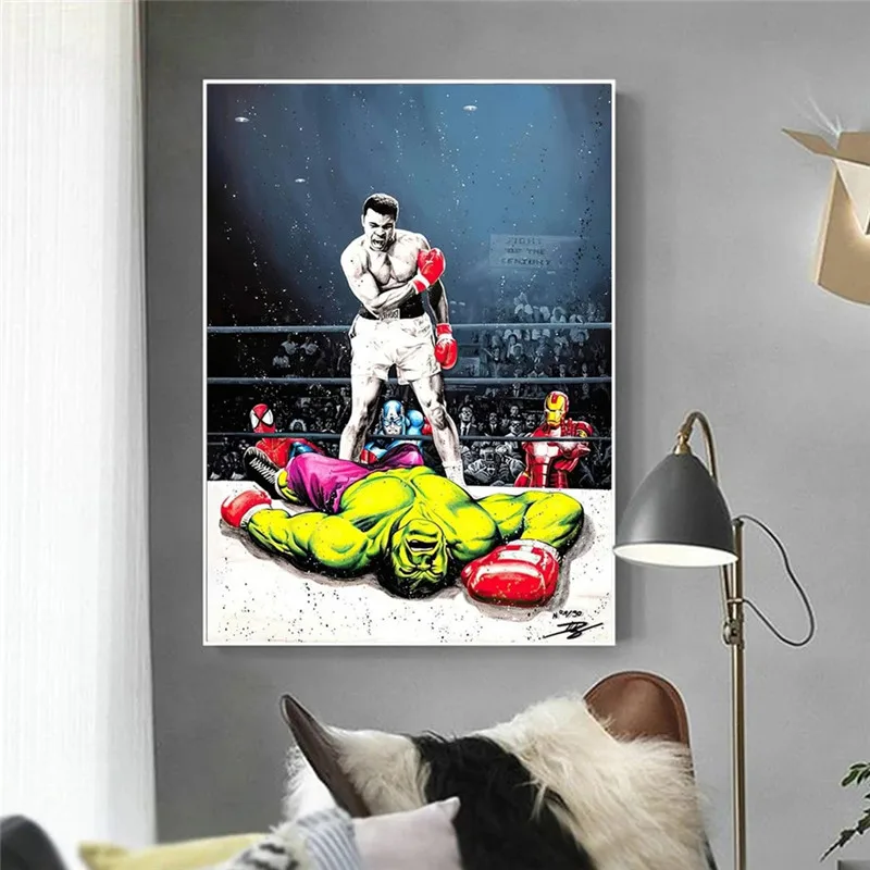Боксерские матчи Халк Железный человек плакаты и принты Забавный супергерой Marvel