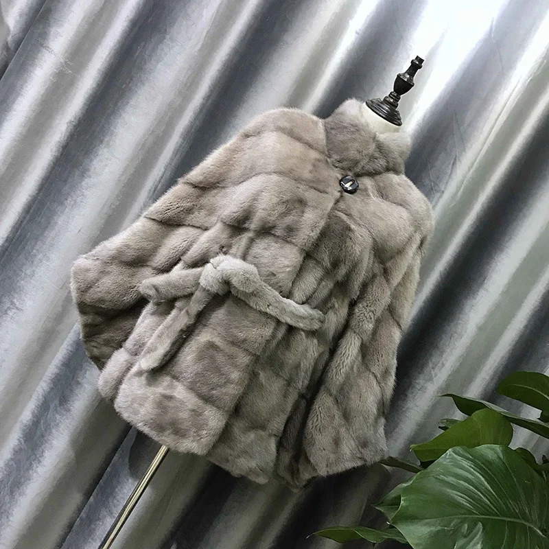 TOPFUR Новая мода зимнее женское пальто летучая мышь пальто из натурального меха для женщин натуральный мех норки Верхняя одежда и пальто свободные Базовые Куртки