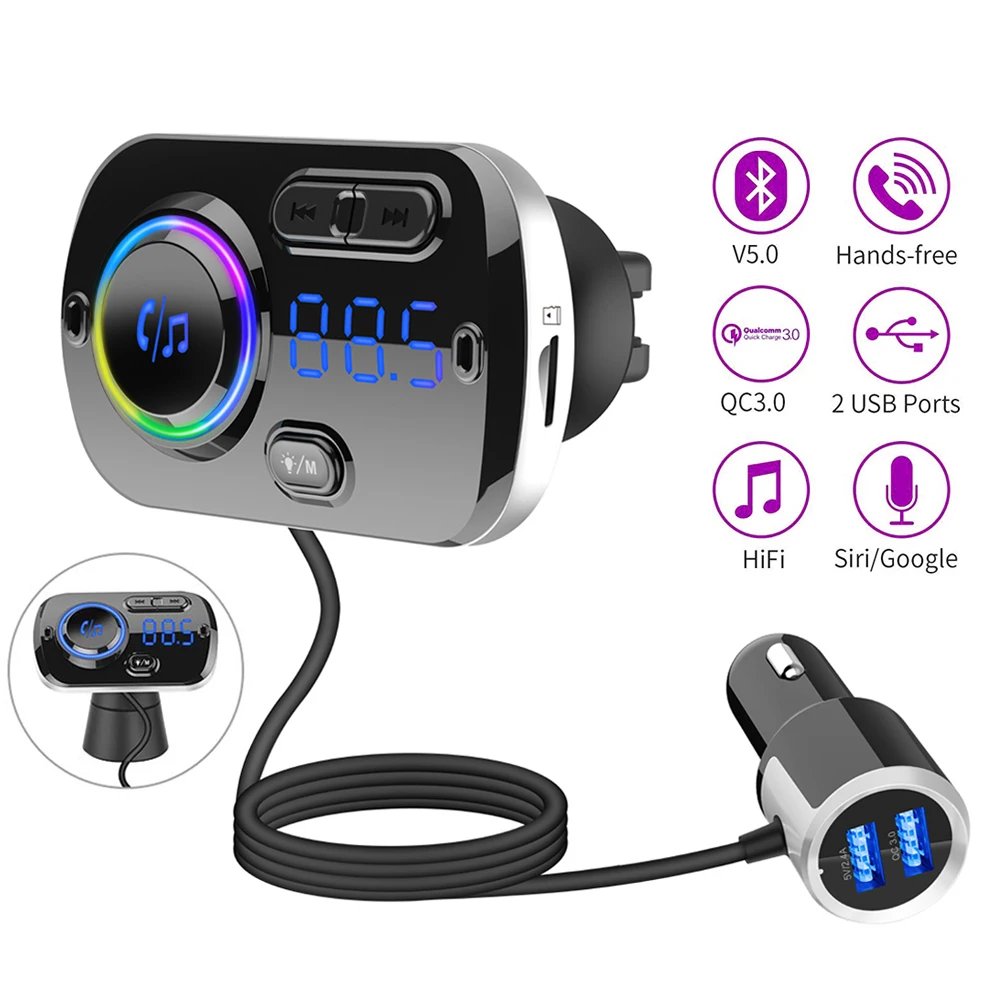 1 USB quick charge 3,0 Автомобильное зарядное устройство Bluetooth fm-передатчик MP3 плеер беспроводной fm-радио адаптер Поддержка 2 мобильного телефона - Название цвета: 1