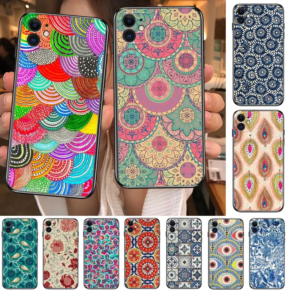 

Vintage Indian Floral Henna Mandala Yoga Ethnic Phone Cases For iphone 11 Pro Max case 12 Pro Max 8 PLUS 7 PLUS 6S iphone XR X X