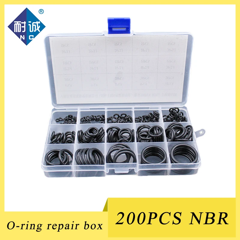 200 шт черное nbr уплотнительное кольцо резиновый комплект 20 размеров уплотнитель
