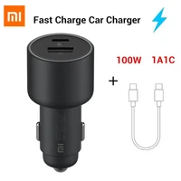 xiaomi 100w car charger dual usb quick charge mi car charger usb a usb c dual output led light with 5a cable