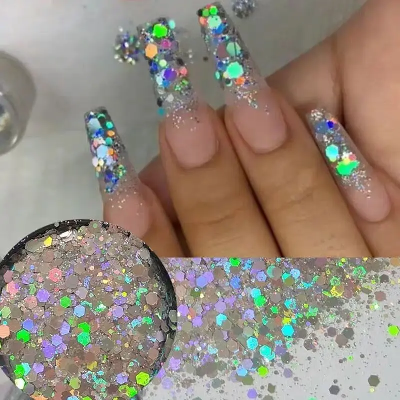 Голографический блестящий для ногтей порошок лазер нестандартные блестки