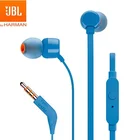 JBL T110 оригинальные 3,5 мм штекерные стереонаушники EarplugsOne Touch проводные наушники-вкладыши с микрофоном