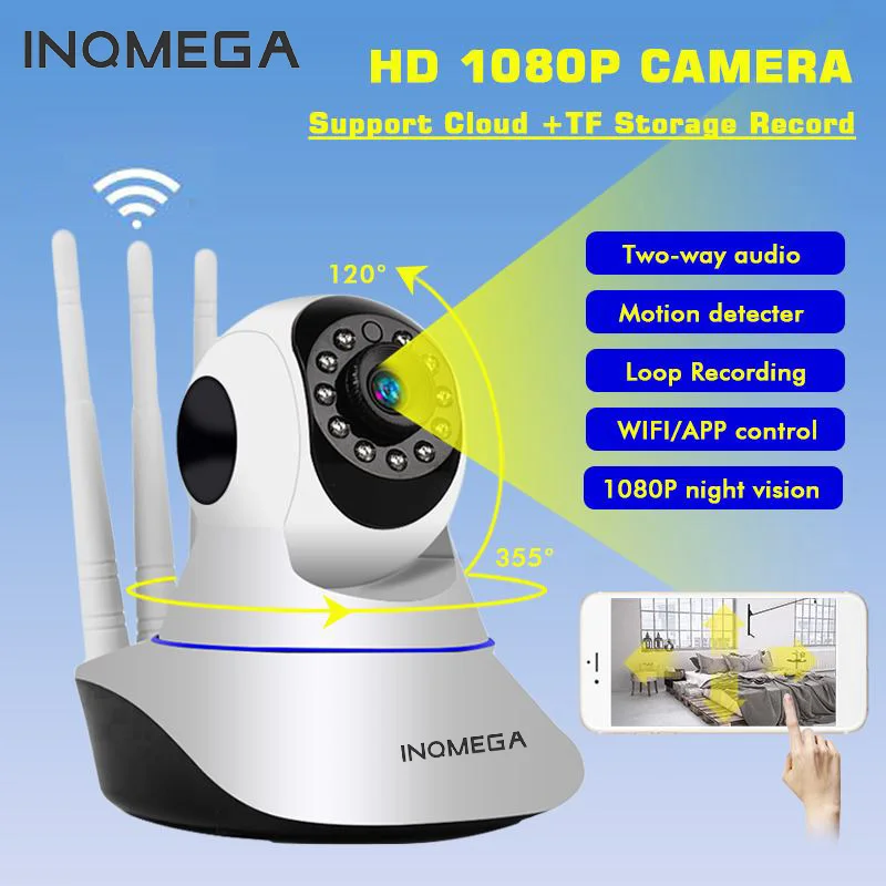 INQMEGA 1080P 720P 2 м домашняя IP камера безопасности Беспроводная PTZ мини наблюдения Wifi