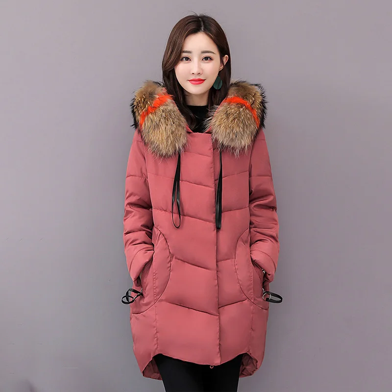Plus Size 4XL 5XL Winter Jacket Women Padded Outwear Hooded Colorful Fur Female Coat Long Parka Mujer Invierno - Цвет: Brick Red