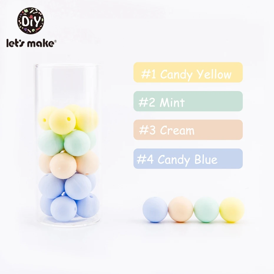 Mint-orange Series Детские цветные силиконовые круглые бусины 50 шт. Детские Прорезыватели 12 мм аксессуары силиконовые бусины кулон DIY Уход браслет бисер для детей - Цвет: Mint-orange Series