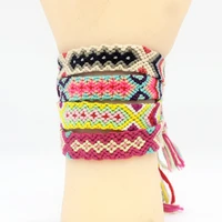 2021 new bohemia ethnic handmade multi color thread string rope bracelet for women boho geometric woven charm bracelets femme