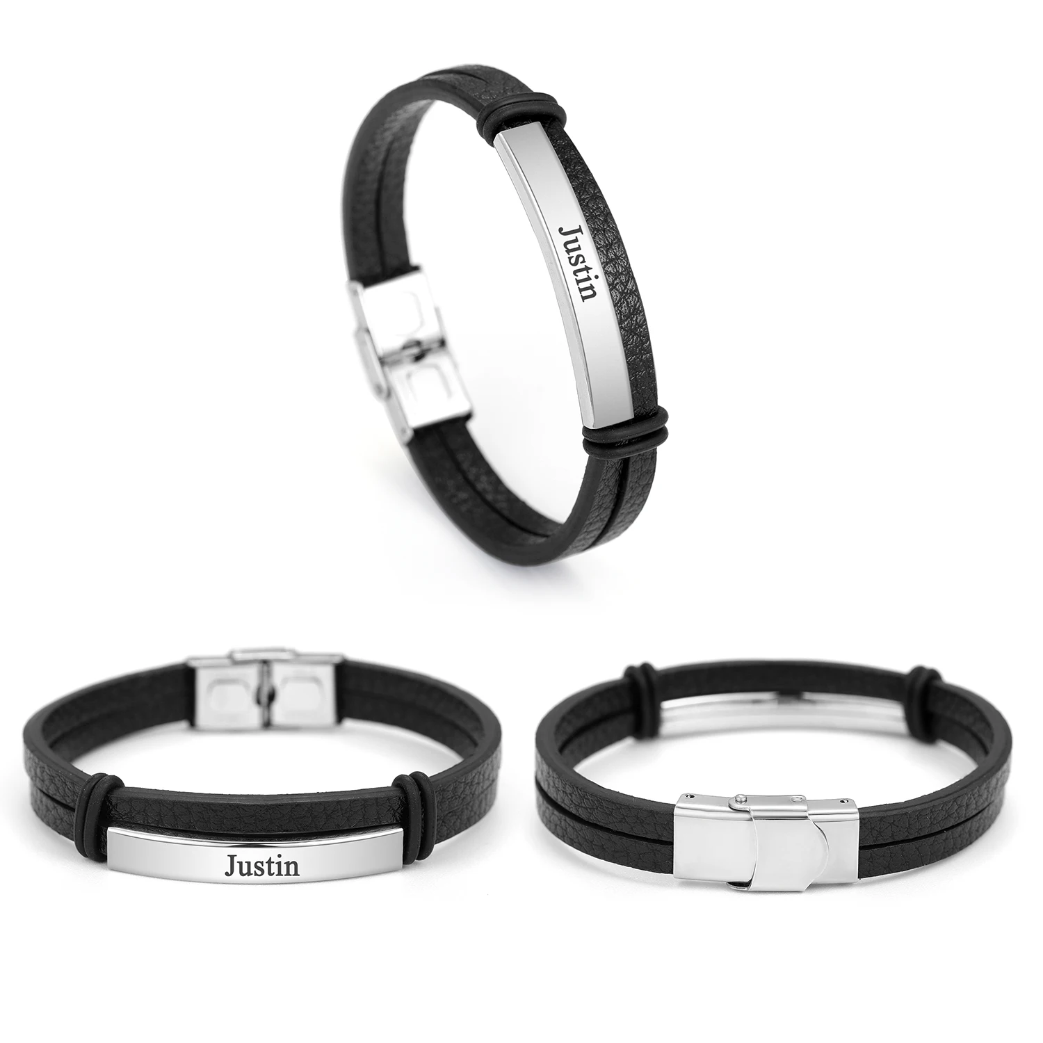 Customized Men’s Gift Box PU Leather Wallet Sunglasses Lighter Men’s Bracelet Four-piece Gift Box The Best Gift for Boyfriend