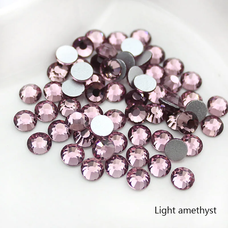 light amerhyst SS3-SS20 Аметистовые стразы для нейл-арта, плоская задняя часть без горячей фиксации клей на Нейл-арте стразы, бутик и высший сорт - Цвет: light amerhyst