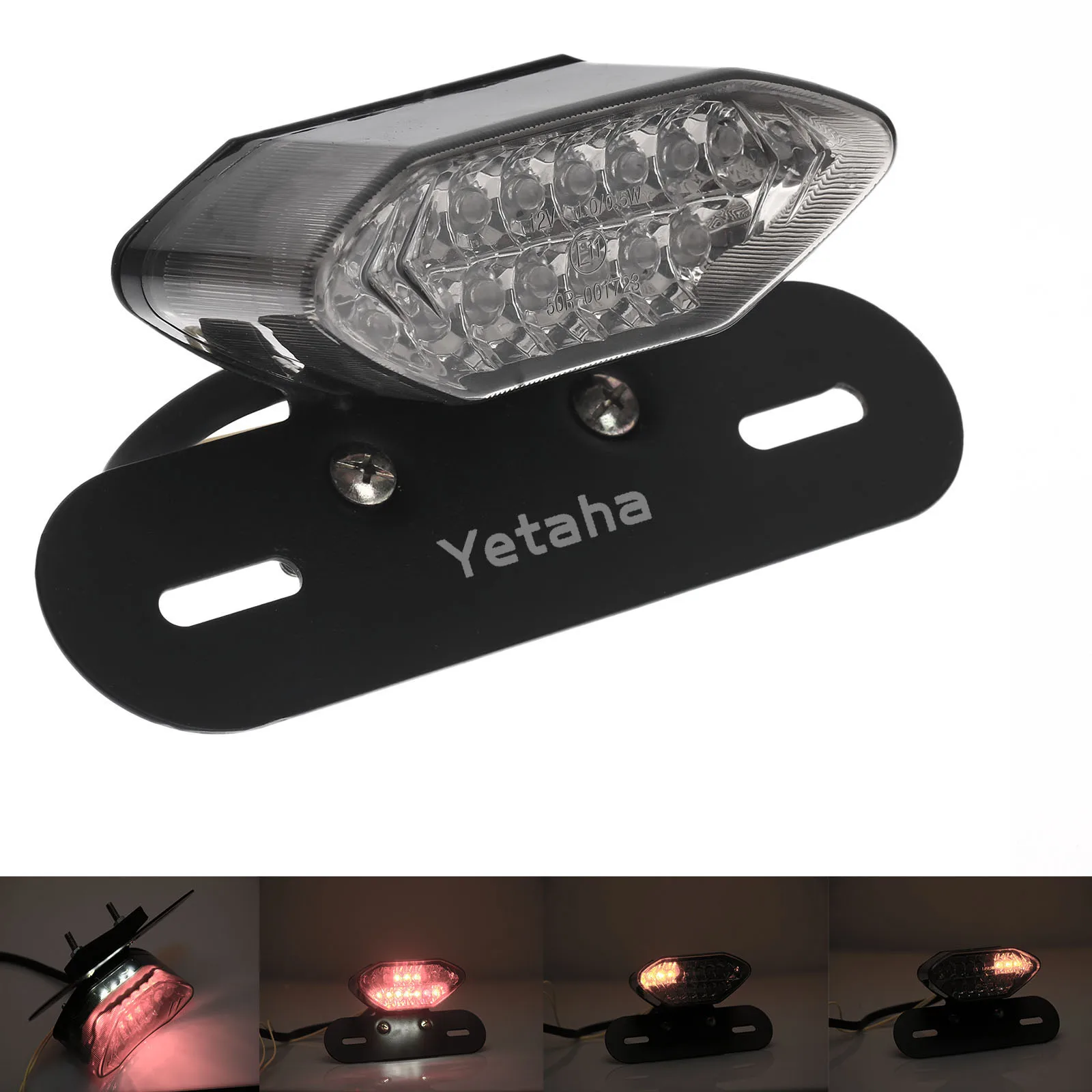 

Portable LED Brake Tail Light Stop Turn Signal Blinkers Integrated 12V License Plate Light Smoke Lamp