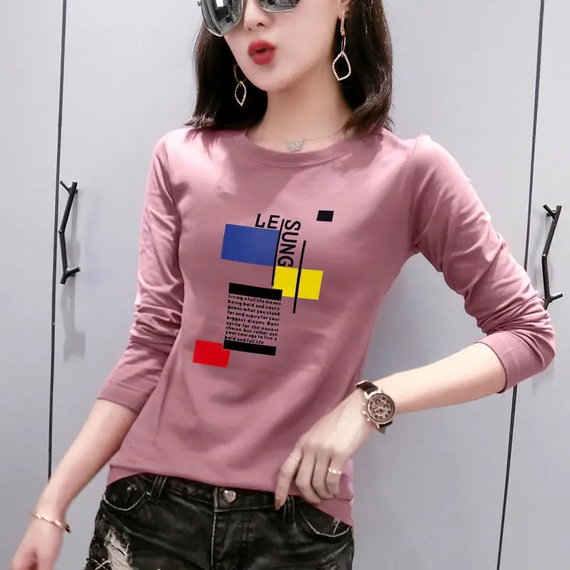

Cotton long sleeve T-shirt for women's spring new year with loose early autumn shirt for women's wear