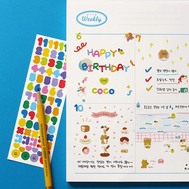 

Korean Ins Cartoon Alphanumeric Sticker Decorative Sticker DIY Star Chasing Card Hand Account Photo Album Sticker