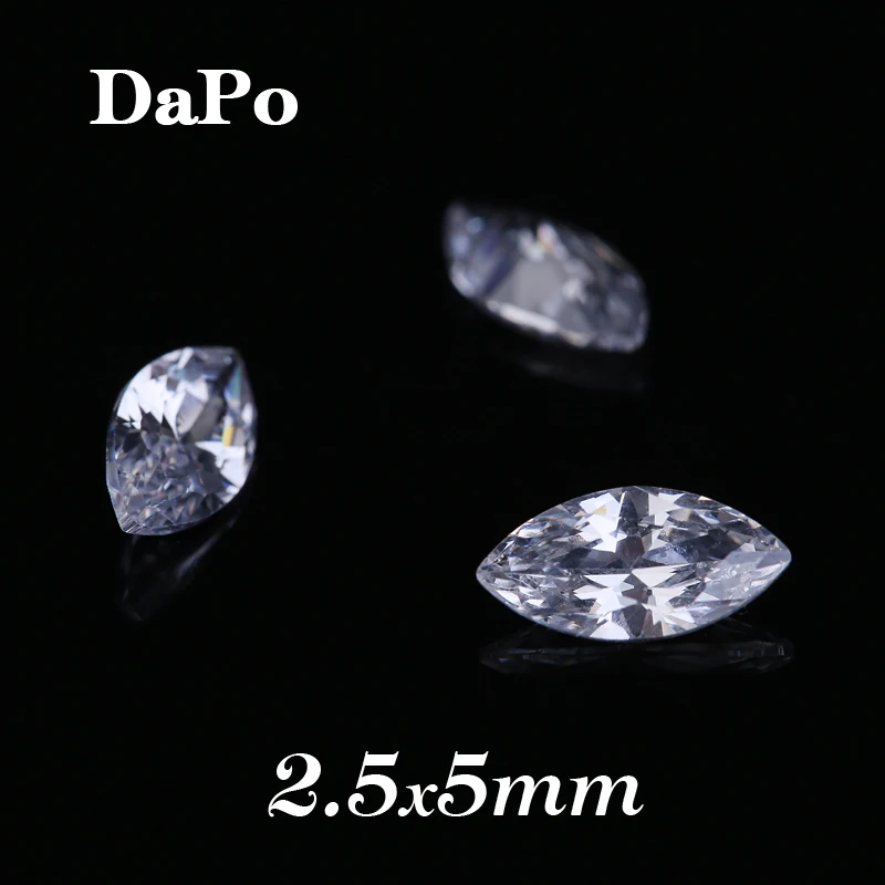 

100pcs 2.5x5mm Marquise Shape AAA Clear White CZ Stones Synthetic Gems Cubic Zirconia Beads For Jewelry