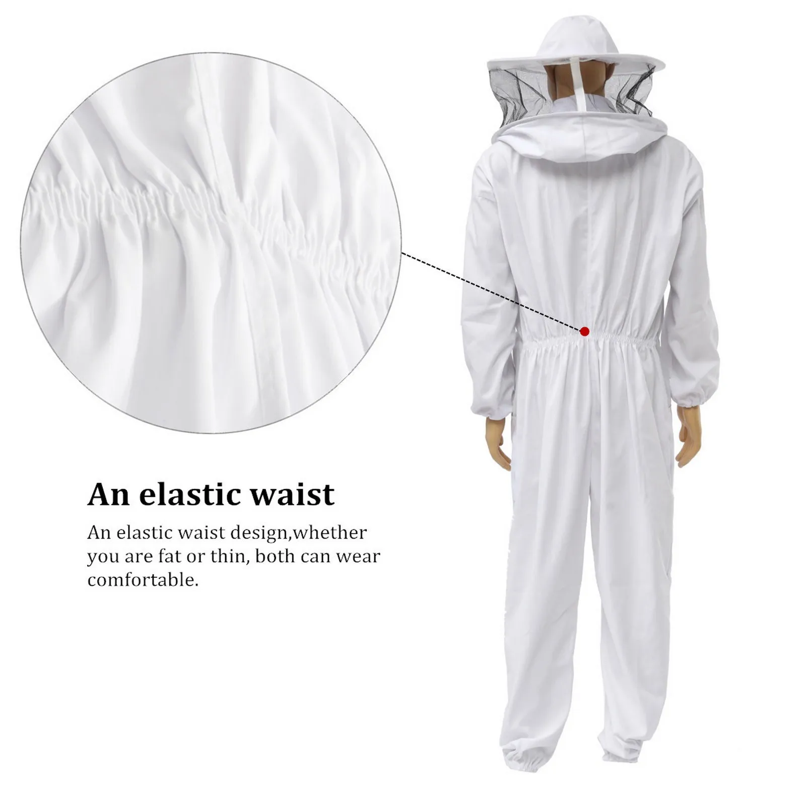 

Professional Ventilated Beekeeper Full Body with Bee Cap Safety Veil Hat Space Suit One-piece Beekeeping Protection