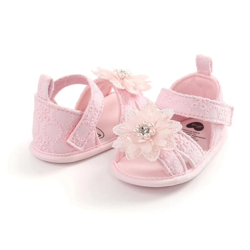 

2020 Summer Baby Shoes Summer Flower Princess Shoes Toddler Cute Fancy Flat Shoes Soft Sole Prewalker