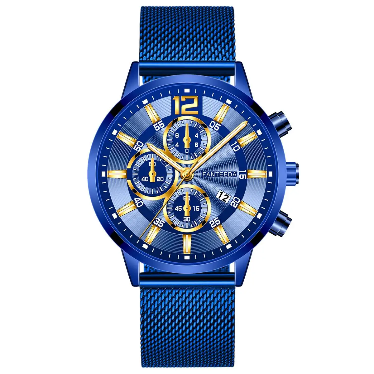 Relogio Masculino Men's Fashion Casual Calendar Watches Stainless Steel Mesh Band Watch Men Business Luminous Quartz Wrist Watch