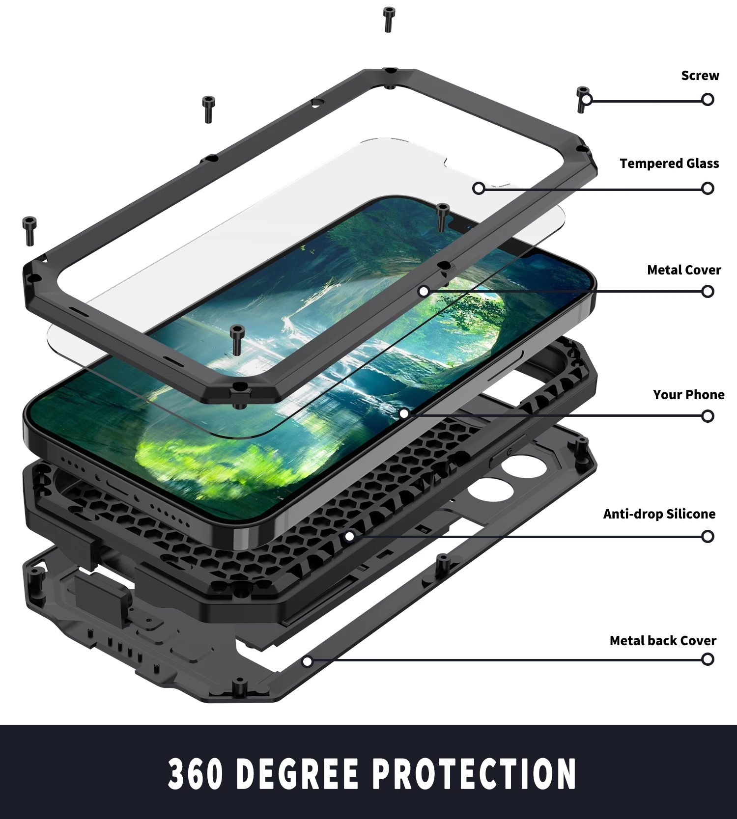 Металлический бронированный чехол для iPhone 13 Pro Max Mini сверхмощный встроенный