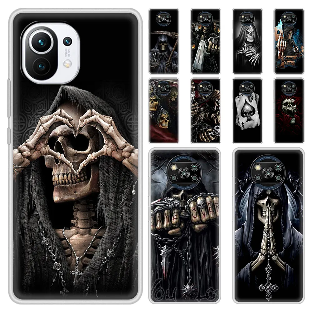 

Grim Reaper Skull Phone Case For Xiaomi Mi 11 Ultra 11i 10T Pro 10 Lite 5G Poco F3 X3 NFC M3 10S 9 9T Silicone Fundas Cover