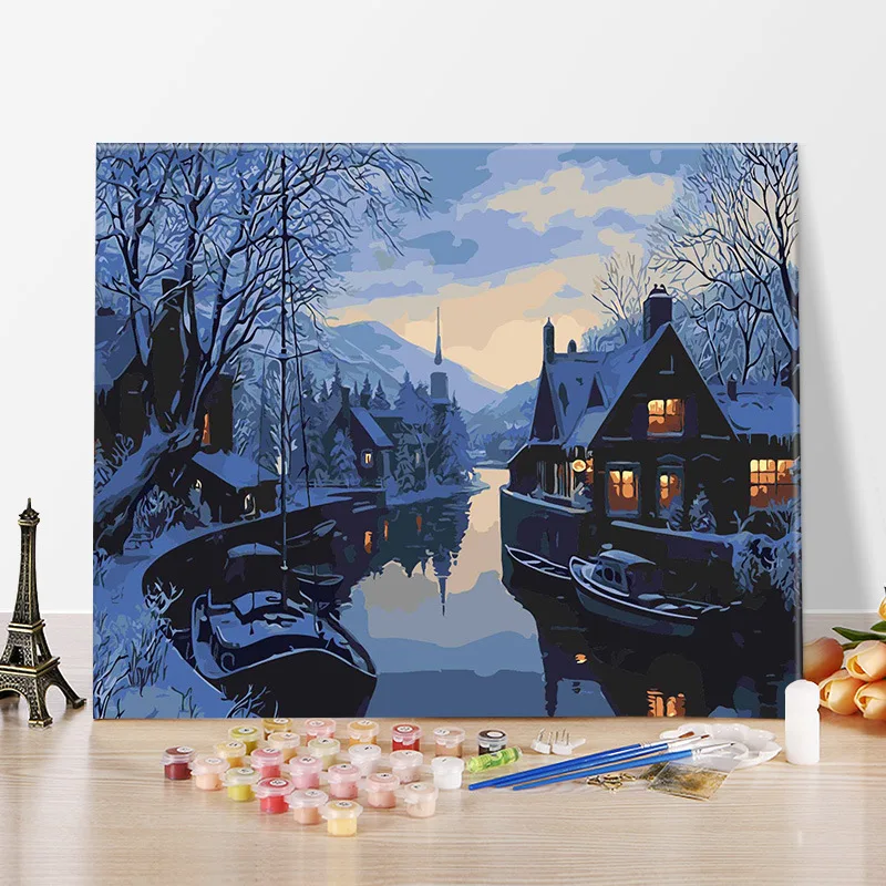 Winter Silence Paint By Numbers Coloring Hand Painted Home Decor Kits Drawing Canvas DIY Oil Painting Pictures By Numbers