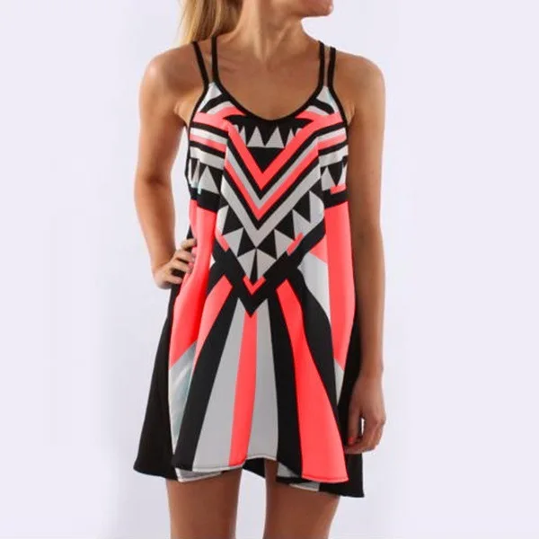 

Women Summer 2019 Dress Casual Sleeveless Short Dress Tunic Sexy Strapless Stripe Print Dresses O-neck Loose Plus Size 5XL 4XL