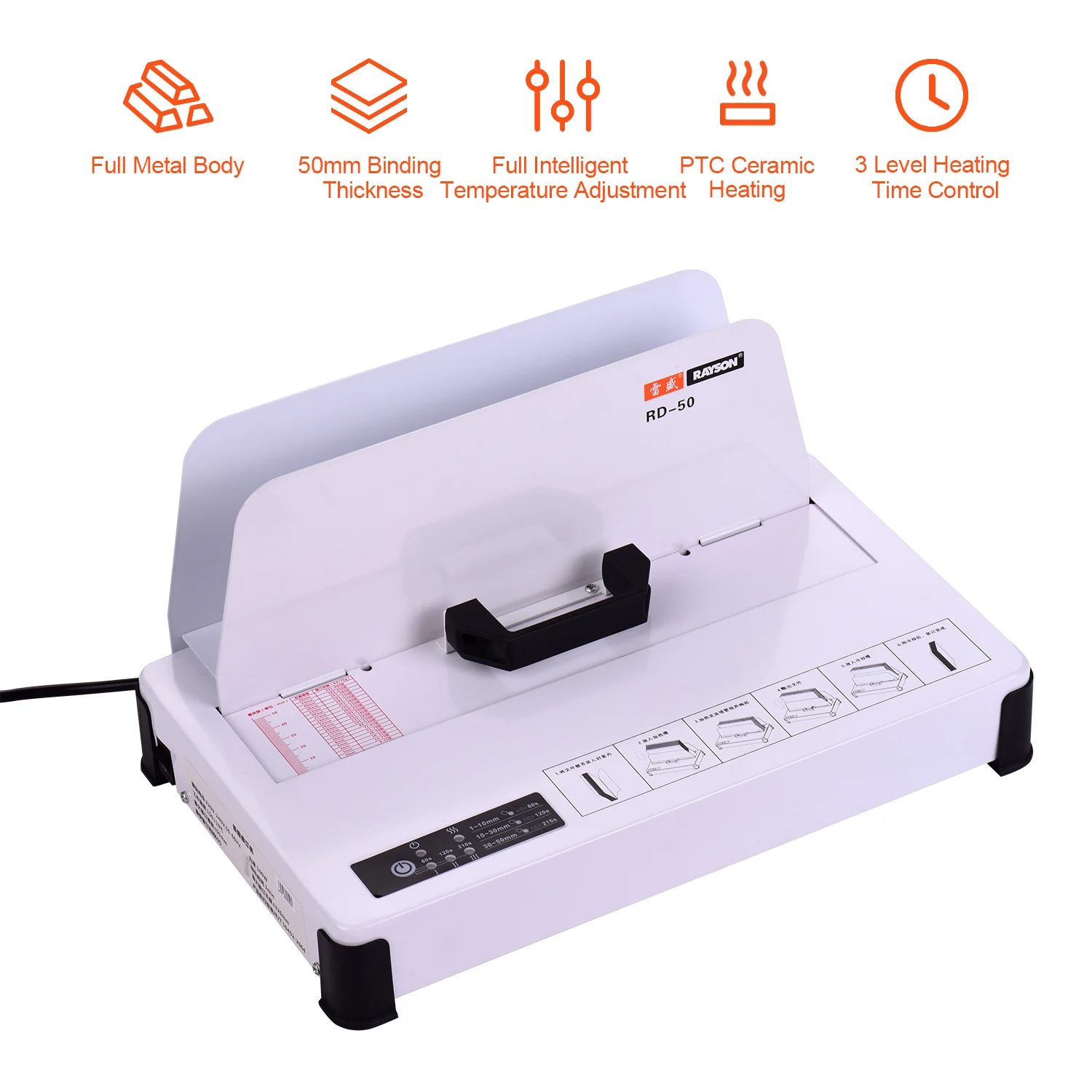 

A4 Books Contract Document Automatic Binder Desktop Hot Melt Binding Machine 300W 50mm Binding Thickness for School Office