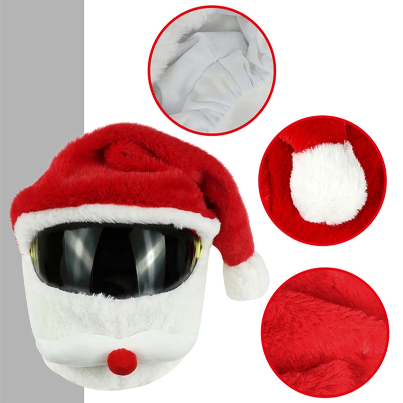 

1PC Christmas Motorcycle Helmet Plush Cover Personalized Outdoor Santa Hat Moto Helmet Case Xmas Dress Up Accessories