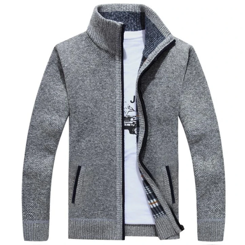 

Autumn Winter New Men's Jacket Slim Fit Stand Collar Zipper Jacket Men Solid Cotton Thick Warm Casual Jacket Men 2021 New