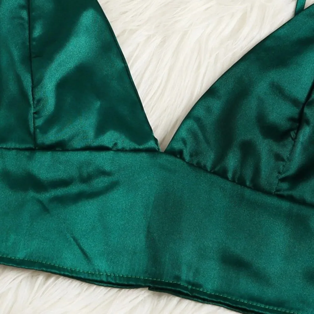 2019 Women's Sexy lingerie Bra Set Women Satin Lace Trim Shorts Sleepwear Backless Pajamas Dropship FDropship FD | Женская одежда