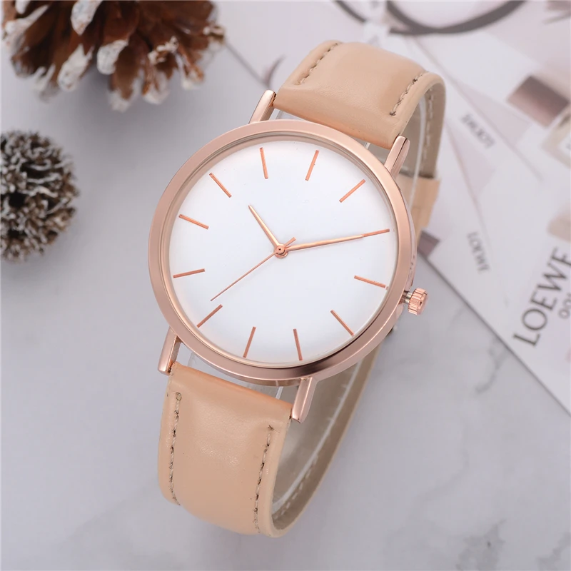 2022 простые женские часы розовые кварцевые наручные без логотипа оптовая продажа
