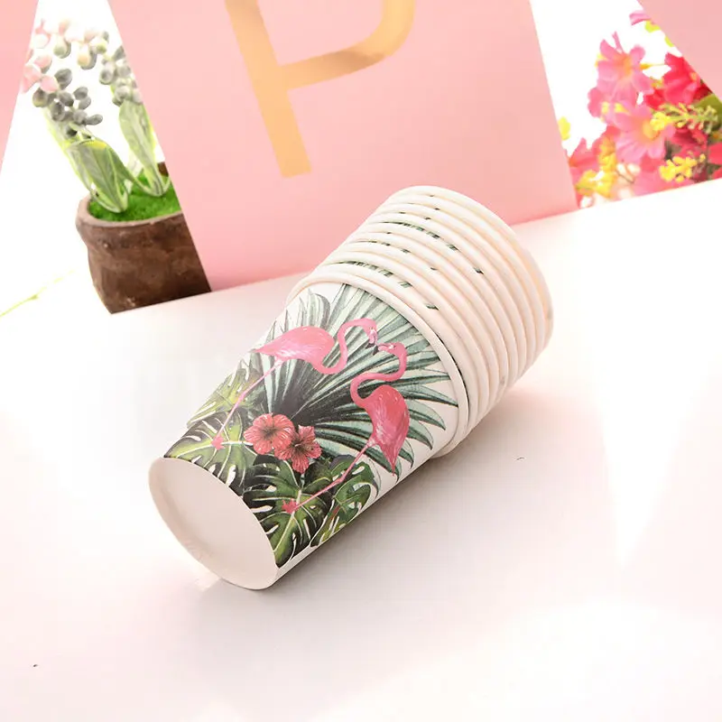 Hawaiian Luau Party Decoration Flamingo Tropical Palm Leaves Tableware Paper Plates Cups Pineapple Summer Birthday Party Decor