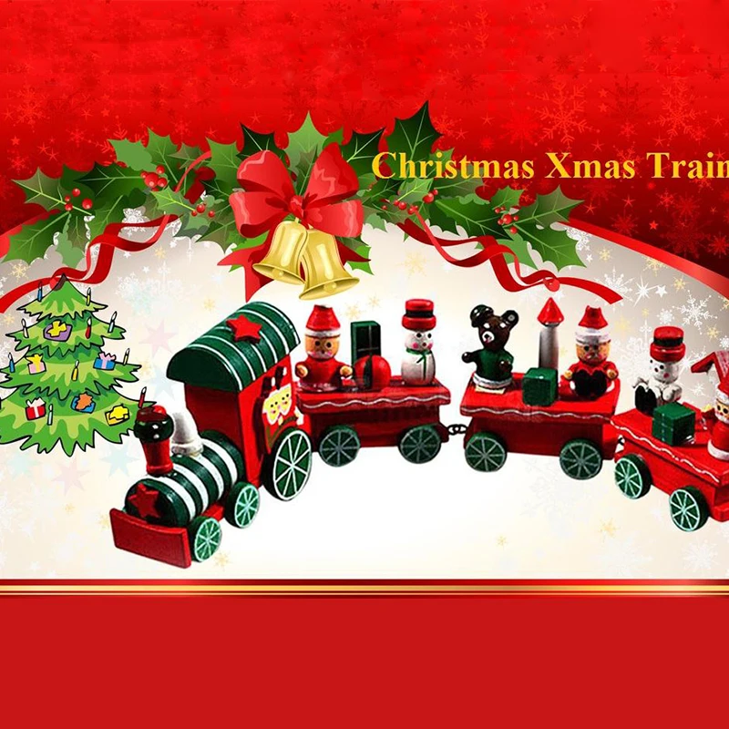 

Деревянный Рождественский поезд орнамент рождественские украшения для дома Санта Клаус подарок игрушки, поделки стол деко с утолщённой ме...