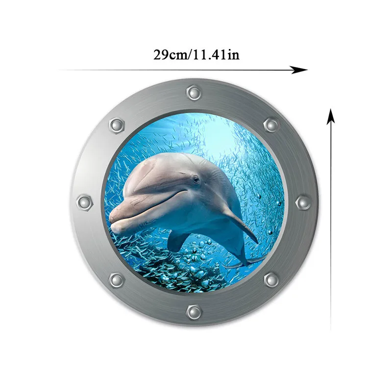 

3D Submarine Fake Window Stickers Seabed Animal Wall Stickers Kids Rooms Home Decoration Sealife Shark Fish Decals Pvc Mural