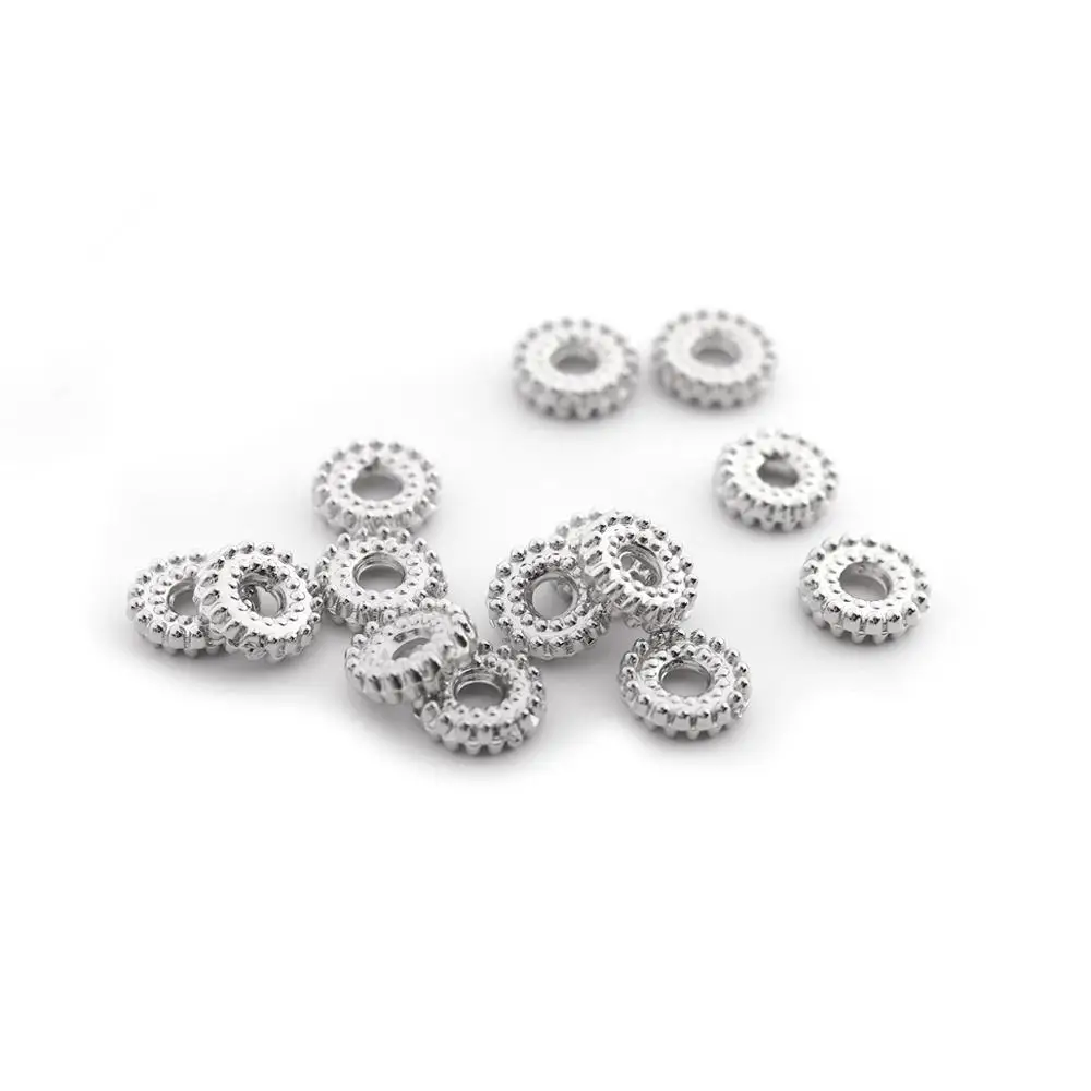 silver 7.8mm 200 шт/партия 6*6 мм Внутреннее отверстие 1 мм CCB Золото Серебро Цвет разделитель для бусин в виде звездочки рондели для бусин бусины DIY ювелирных изделий - Color: silver 7.8mm
