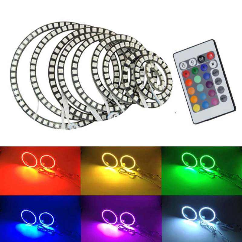 Передняя светодиодная фара RGB 2x72 мм 75 66 100 120 140 глаза ангела дневные ходовые огни