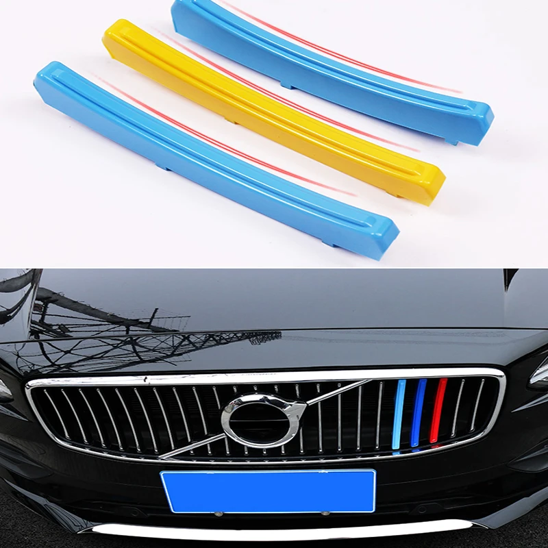 

3pcs Auto Car M 3 Sweden Colors Front Grill Covers For VOLVO S60L S90L XC40 XC60 XC90 XC70 V90 CC S90 S60 S40 V60 Accessories