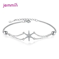 2021 new korean s925 sterling silver six star bracelet for female women wedding 4 claw prong setting sweet zircon jewelry